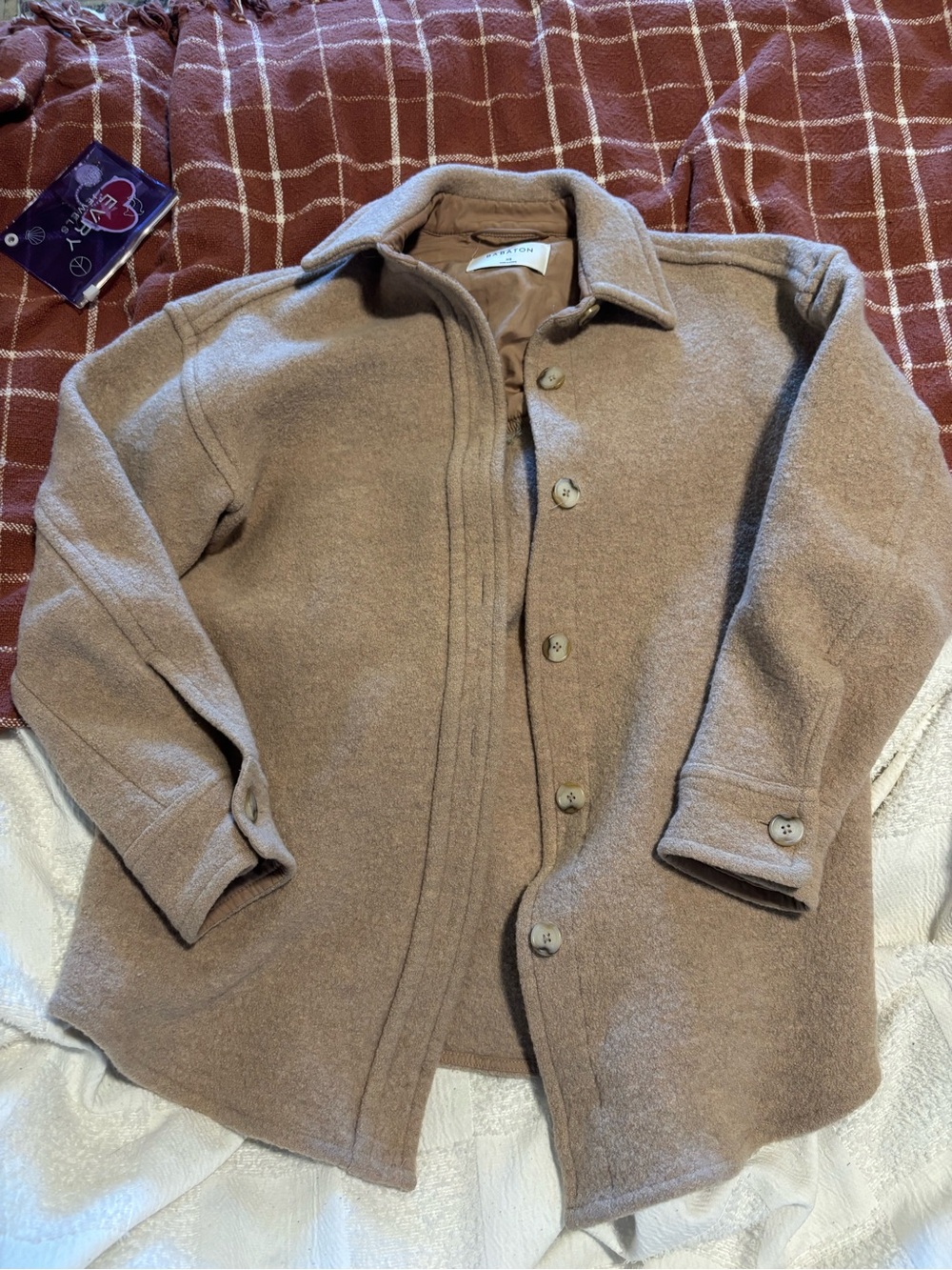 Aritzia Tan Wool-Blend Trench Coat